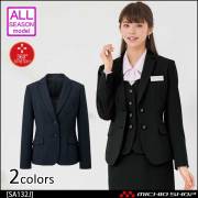 MIKATA レディース ベスト ストレッチ オールシーズン オフィス 無地 接客 制服 事務服 ブラック ミカタ SA130V 神馬本店 カルゼストライプ MIKATA レディース ベスト ストレッチ オールシーズン オフィス