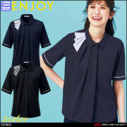 事務服 制服 ENJOY エンジョイ オフィス カーシーカシマ ストライプ 半袖 ポロシャツ ESP835