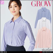 オフィス 事務服 制服 受付 SERVO サーヴォ GROW (グロウ) 長袖ブラウス  GBLL-1865 ストライプ