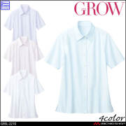 オフィス 事務服 制服 受付 SERVO サーヴォ GROW (グロウ) 半袖ブラウス  GBSL-2210 ストライプ柄