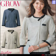 オフィス 事務服 制服 受付 SERVO サーヴォ GROW (グロウ) 七分袖オーバーブラウス  GOBL-2501  グレイス・ニット