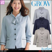 オフィス 事務服 制服 受付 SERVO サーヴォ GROW (グロウ) 七分袖オーバーブラウス  GOBL-2601  シャドーバスケット 2026年春夏新作