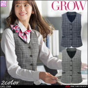 オフィス 事務服 制服 受付 SERVO サーヴォ GROW (グロウ) ベスト GVEL-2364 デコレート・チェック