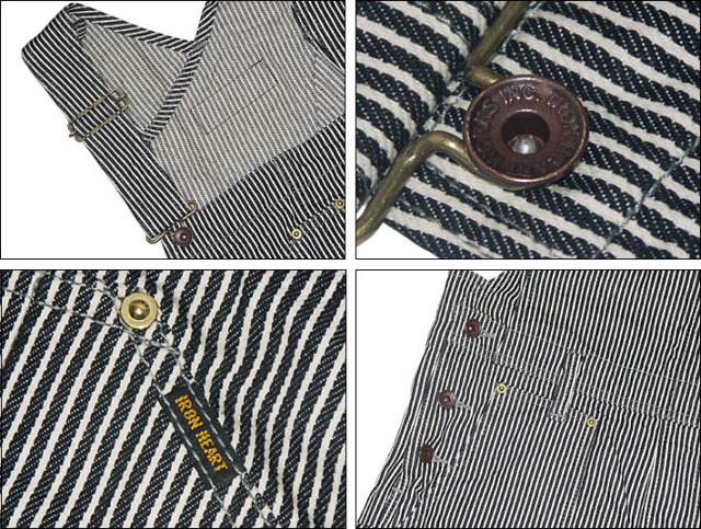 IRON HEART アイアンハート ヘビーヒッコリー ダブルニーオーバーオール No.807 -JOE-