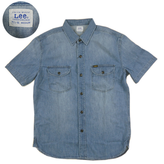 Lee リー シャンブレー 半袖ウエスタンシャツ ワンウォッシュ LEE