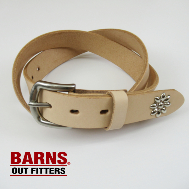 BARNS バーンズ 姫路レザー 30mm スタッズベルト  LE-4348 -JOE-