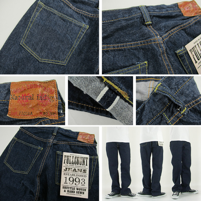 FULLCOUNT フルカウント 1101NA 藍染 NATURAL INDIGO STRAIGHT DENIM 