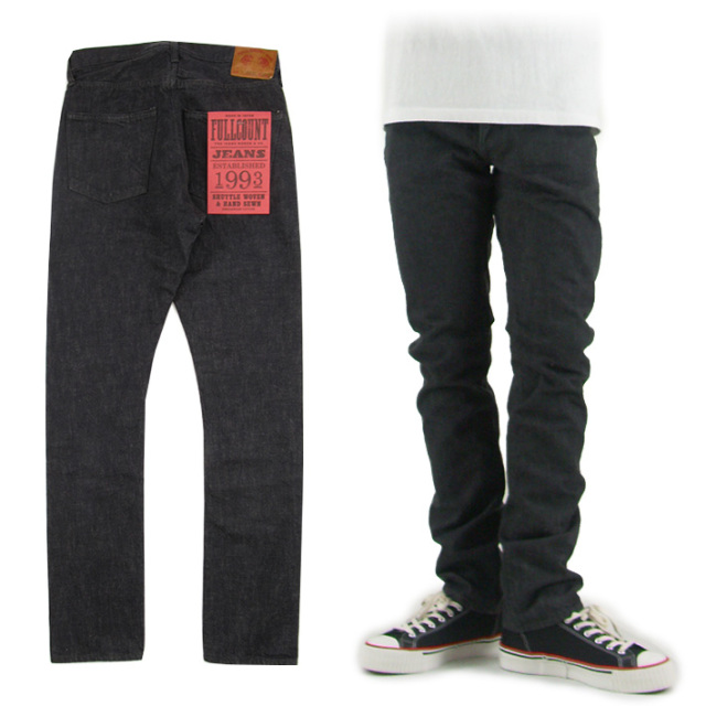 FULLCOUNT フルカウント 1110SBK TAPERED INK BLACK SELVEDGE DENIM -JOE- 