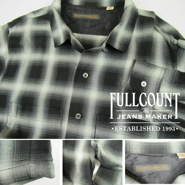 FULLCOUNT フルカウント オープンカラーシャツ Rayon Check Open