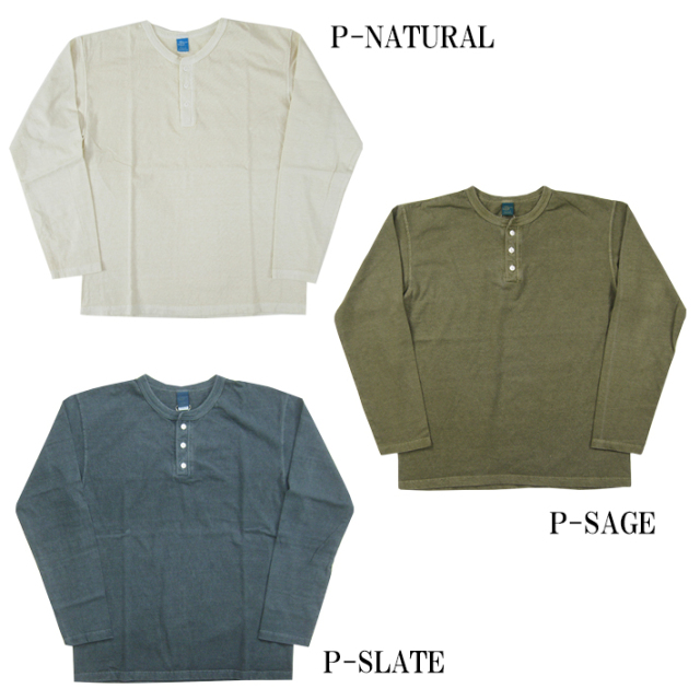 Good On グッドオン ヘンリーネック 長袖Tシャツ ピグメントダイ