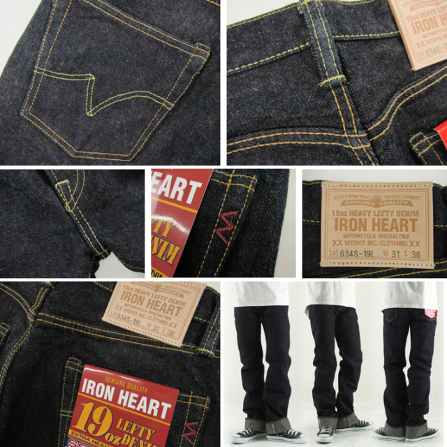 IRON HEART アイアンハート 634S19L 19oz セルビッチ左綾デニム ストレートジーンズ JOE