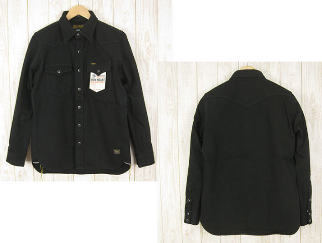 IRON HEART 12oz セルビッチ黒鎧デニムウェスタンシャツ IHSH-85 -JOE-