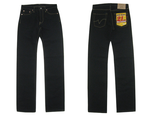 IRON HEART アイアンハート 21oz セルビッジ ブラックデニム スリム 