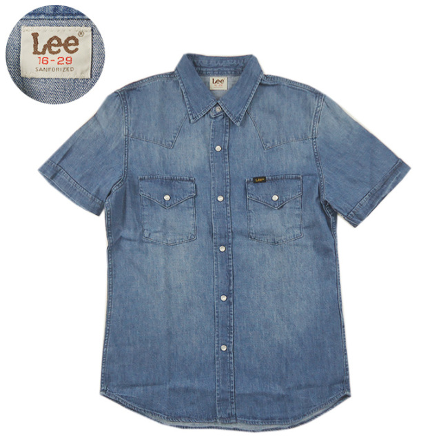 Lee リー 半袖 デニム ウエスタンシャツ ミッドユーズド LT0634