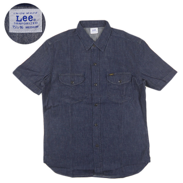 Lee リー 半袖 デニム ワークシャツ インディゴ LT0635 【半袖シャツ