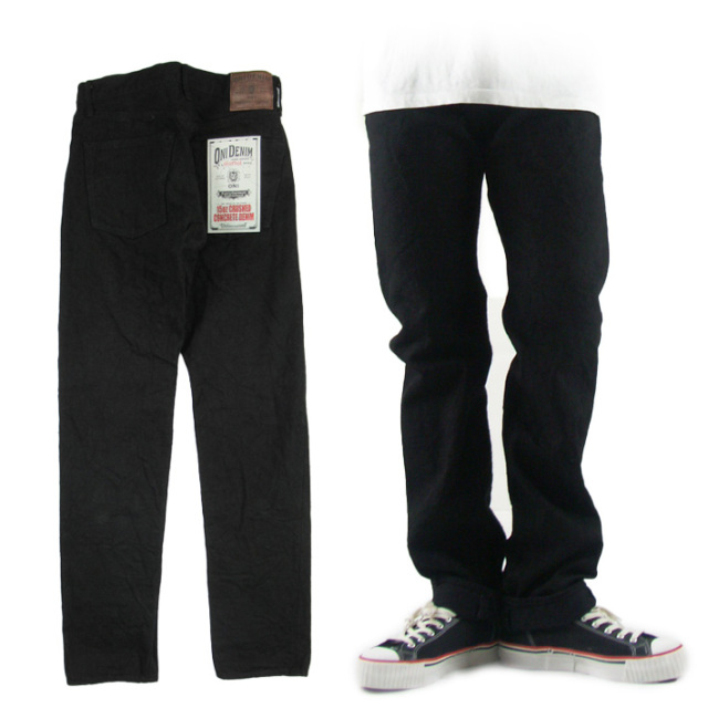 鬼デニム レギュラーストレート ブラック 15oz Crashed Concrete Denim