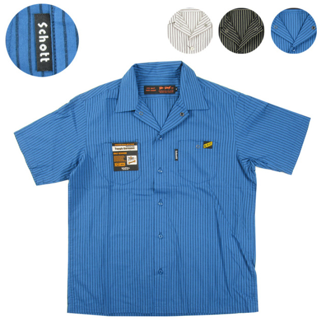 Schott 半袖ワークシャツ Tc Stripe Work Shirt 半袖シャツ メール便可 Joe Schott 半袖ワークシャツ Tc Stripe Work Shirt 半袖シャツ メール便可 Joe