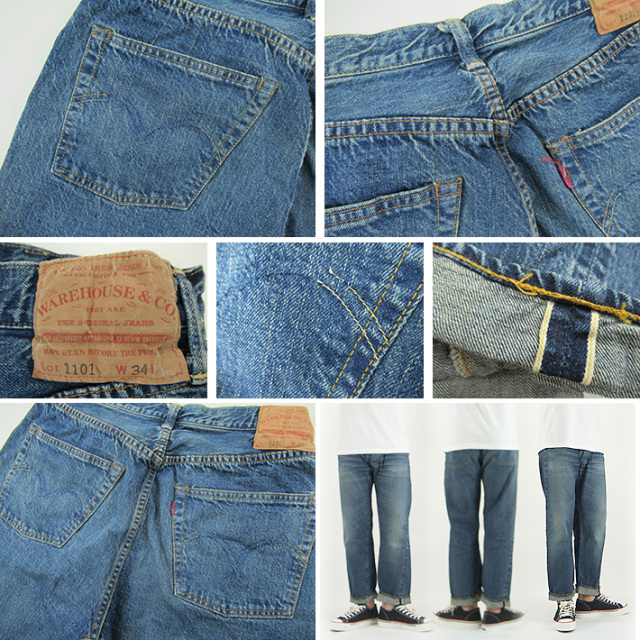 WAREHOUSE ウエアハウス 2ND-HAND Lot.1101 ユーズドウォッシュ(中  