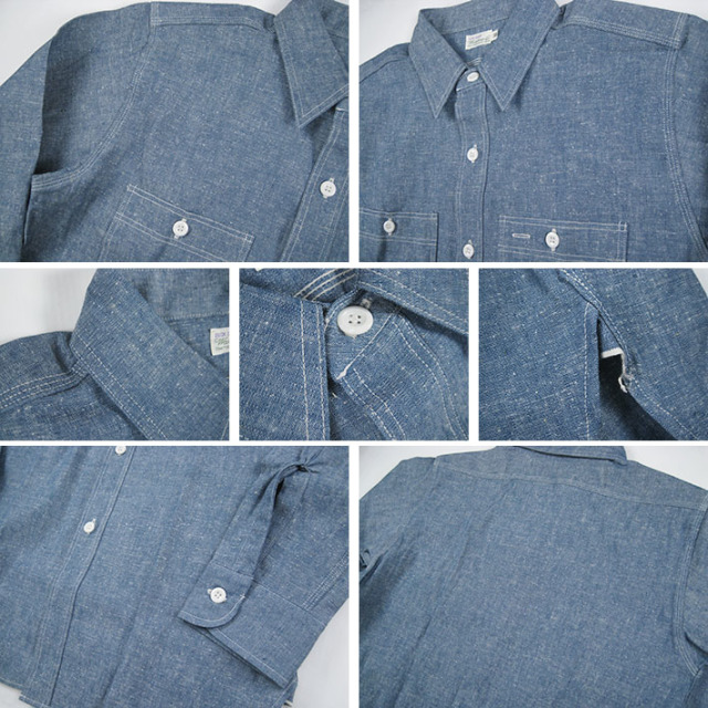 ☆WAREHOUSE ウエアハウスL/Sワークシャツ　シャンブレー　3076S☆ WAREHOUSE WAREHOUSE/ウエアハウス Lot.3076 シャンブレー