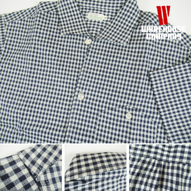WAREHOUSE ウエアハウス Lot 3091 S/S OPEN COLLAR SHIRTS ギンガム
