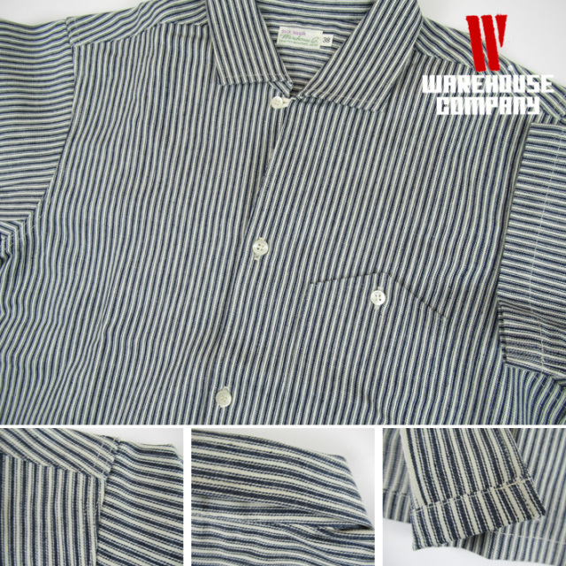 WAREHOUSE ウエアハウス Lot 3091 S/S OPEN COLLAR SHIRTS STRIPE -JOE-