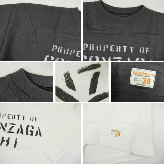 WAREHOUSE ウエアハウス Lot 4063 7分袖フットボールT GONZAGA HI