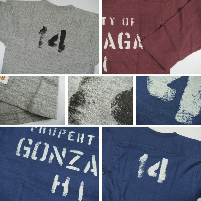 WAREHOUSE ウエアハウス Lot 4063 7分袖フットボールT GONZAGA HI