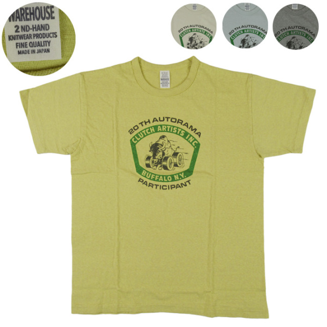 WAREHOUSE ウエアハウス Lot.4064 Tシャツ CLUTCH ARTISTS【半袖Tシャツ】 【メール便可】 -JOE-