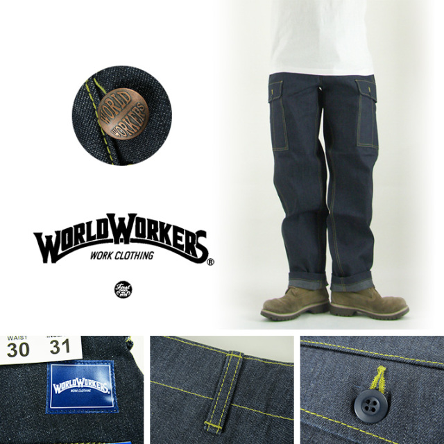 WORLD WORKERS ワールドワーカーズ カーゴパンツ ブルーデニム