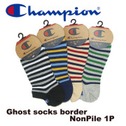 Champion チャンピオン ゴースト ソックス ボーダー ノンパイル 1P C1-1711P1 【メール便可】 【メール便可】 -JOE-