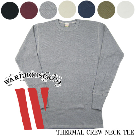 WAREHOUSE ウエアハウス Lot.5903 4本針クルーネックサーマル長袖Tシャツ  THERMAL CREW NECK TEE 【サーマル・ワッフル】 【長袖Tシャツ】 【メール便可】 -JOE-