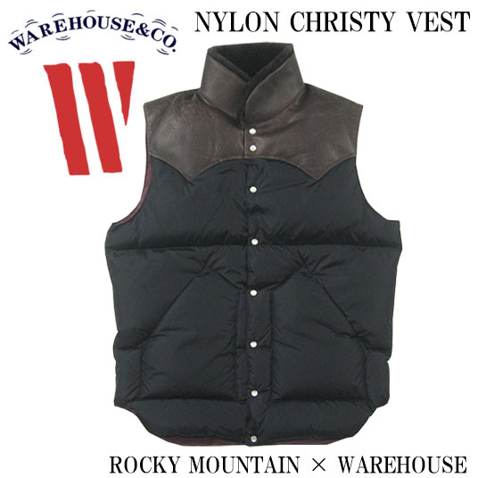 WAREHOUSE ウエアハウス ダウンベスト NYLON CHRISTY VEST ROCKY MOUNTAIN × WAREHOUSE