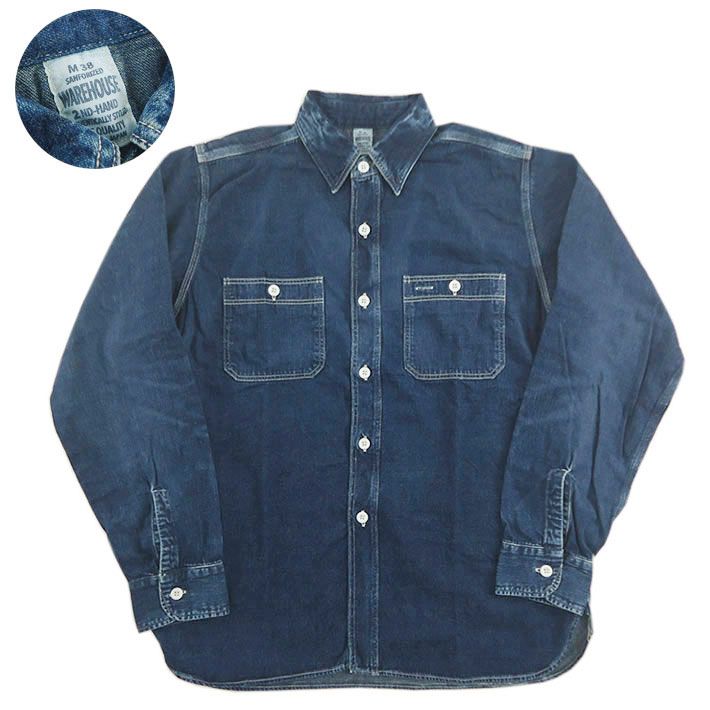 WAREHOUSE ウエアハウス 2ND-HAND デニム ワークシャツ ユーズドウォッシュ DENIM WORK SHIRTS(USED WASH) -JOE-