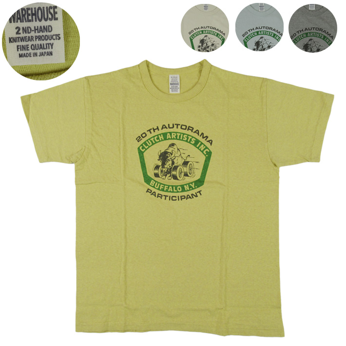 WAREHOUSE ウエアハウス Lot.4064 Tシャツ CLUTCH ARTISTS【半袖Tシャツ】 【メール便可】 -JOE-