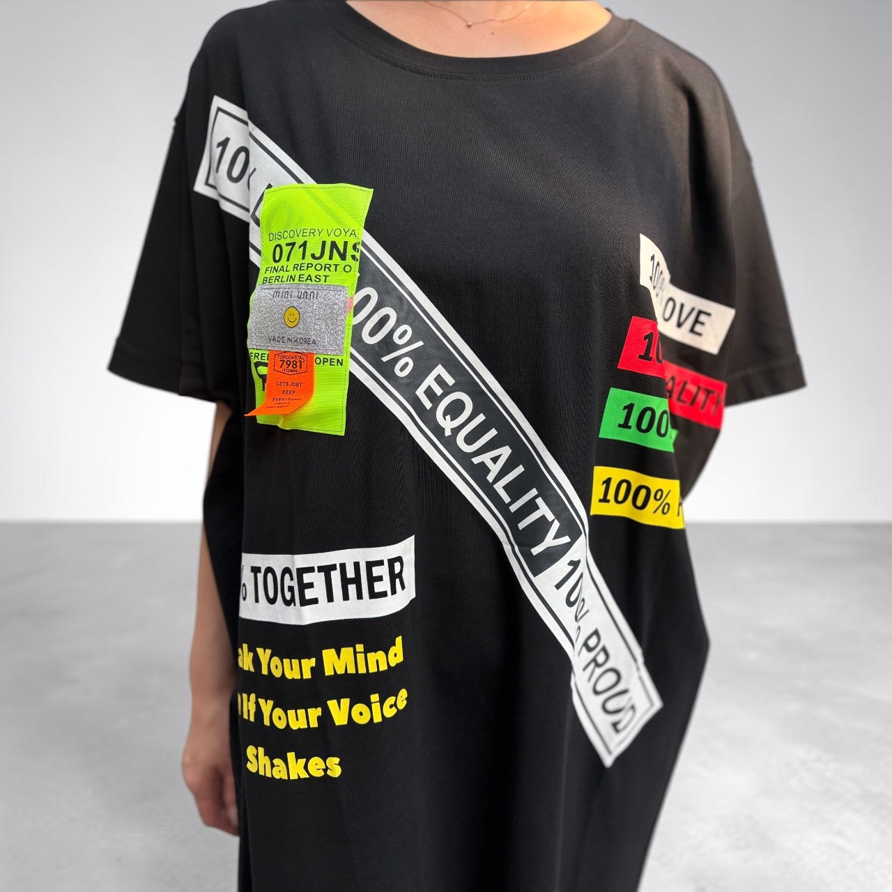 Italy パッチ プリント BIG カットソー 半袖 Tシャツ