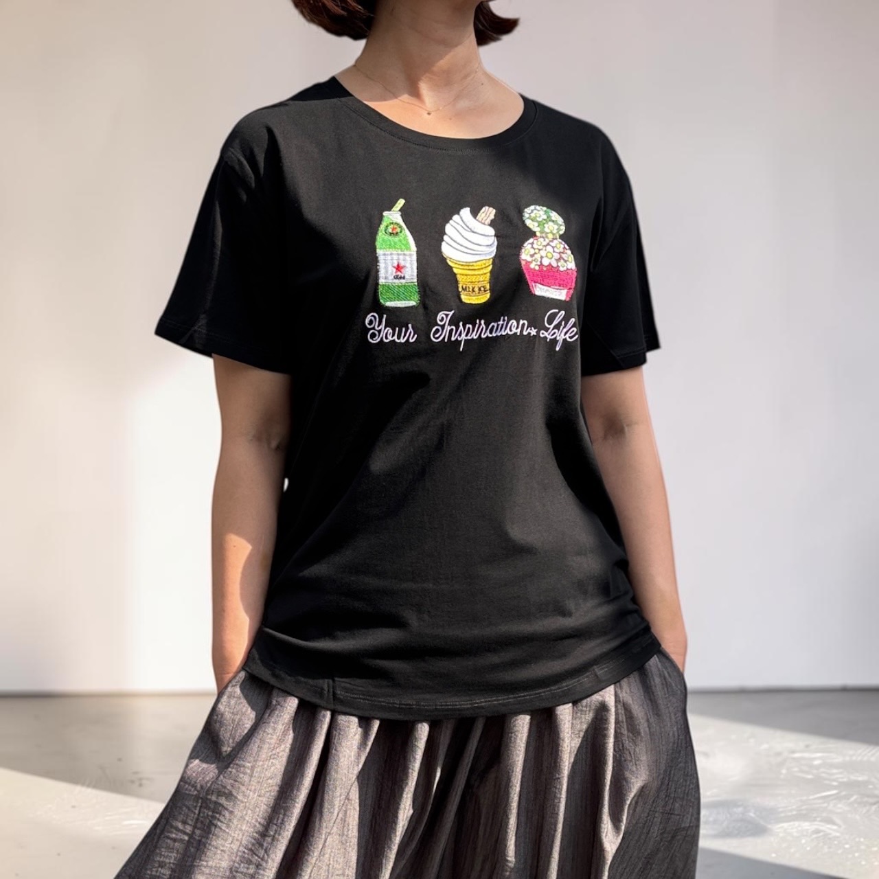 Italy アイス ジュース 刺繍 カットソー 半袖 Tシャツ