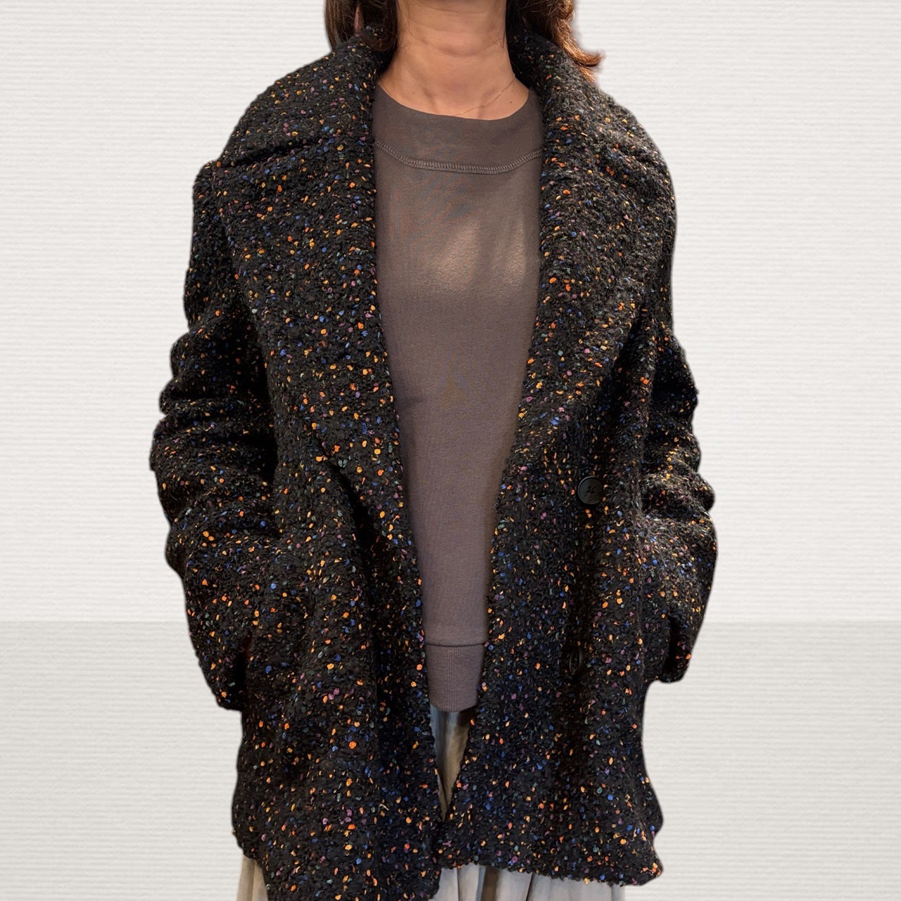 DESIGUAL デシイグアル ツイードダブルブレストクロップジャケット