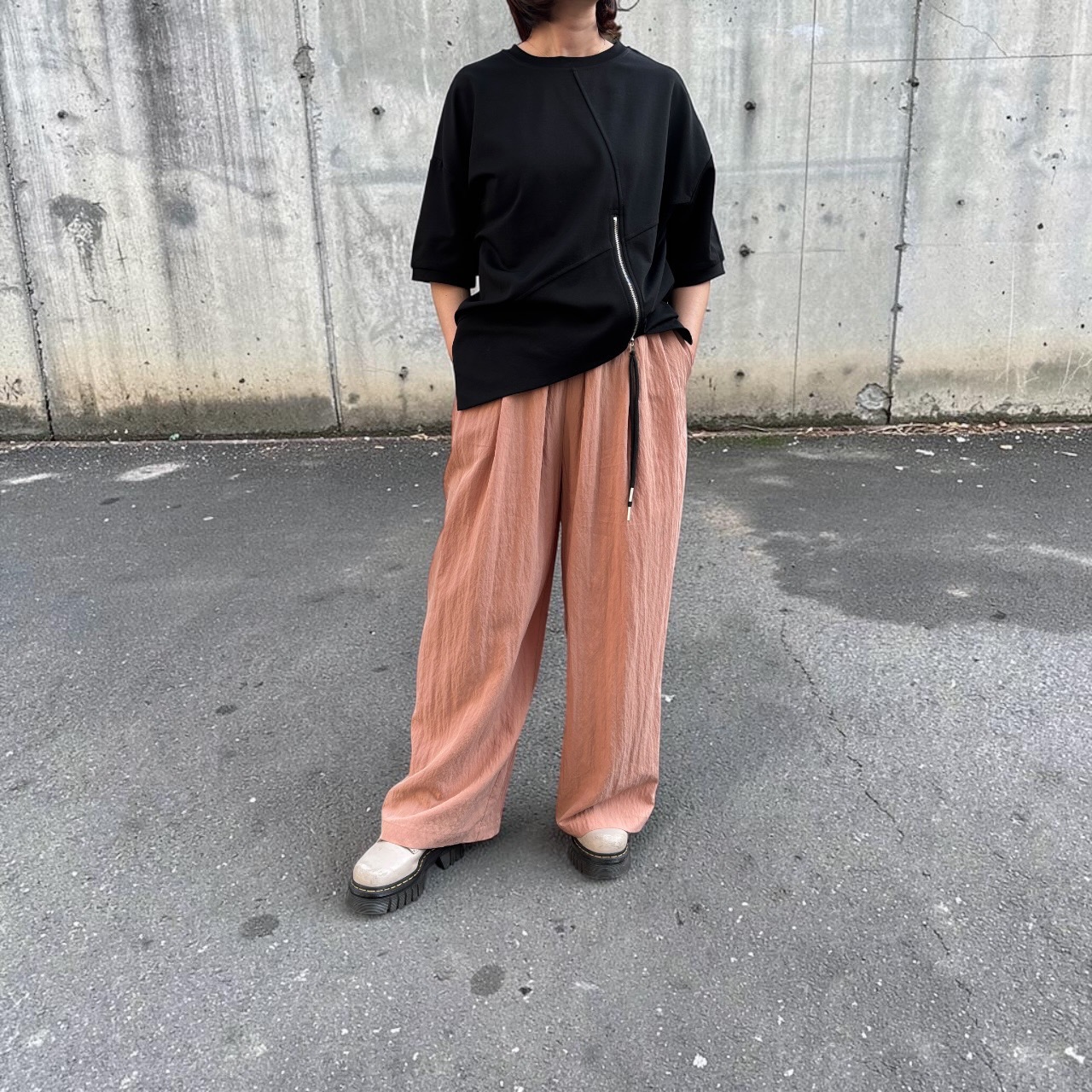 サラサラ ワイド ストレート パンツ