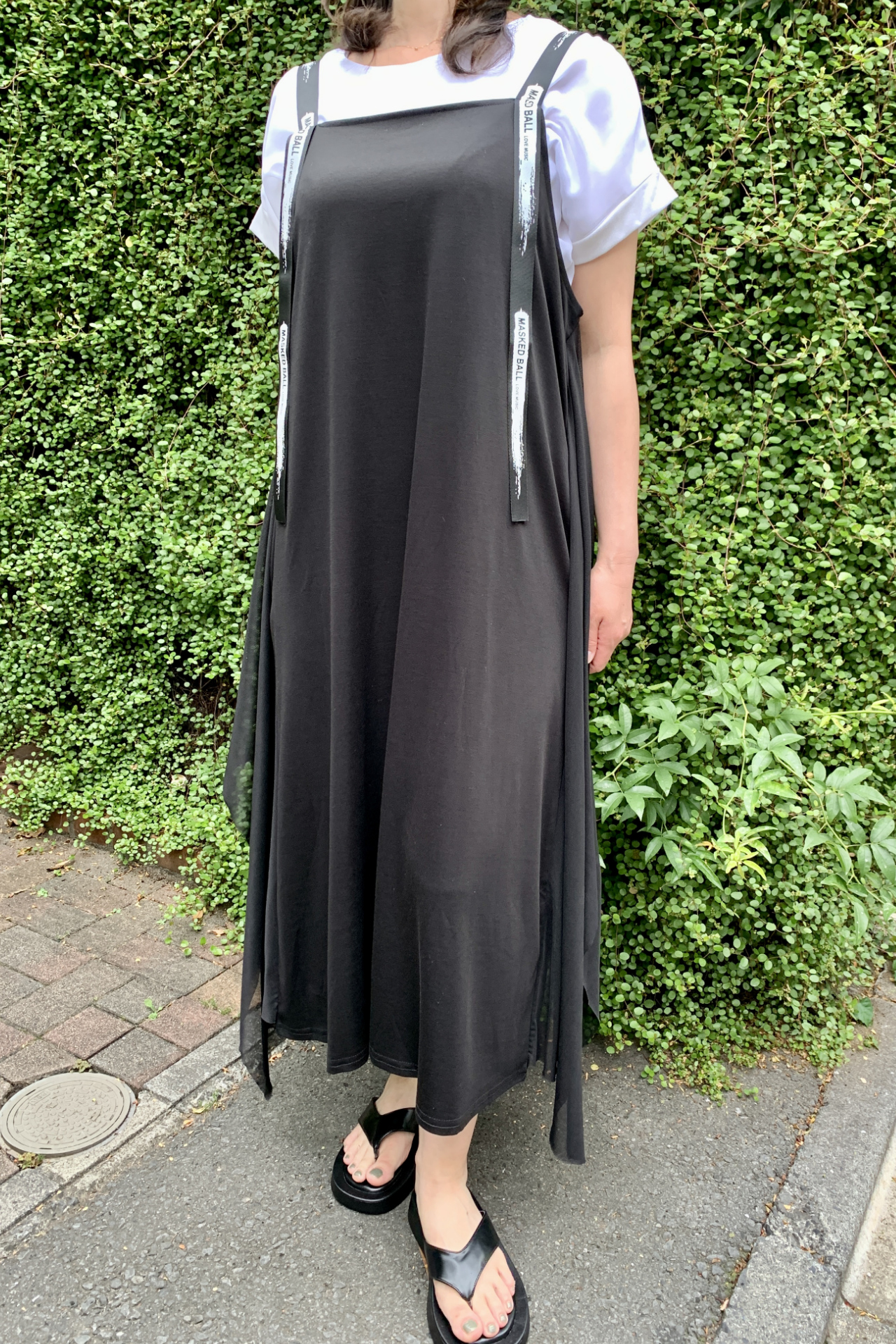 異素材 コンビ ジャージ メッシュ ジャンスカ ワンピース