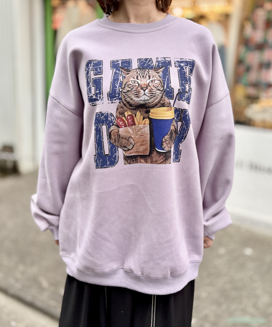 GAME DAY ネコ ポテト ジュースカットソー 長袖 トップ