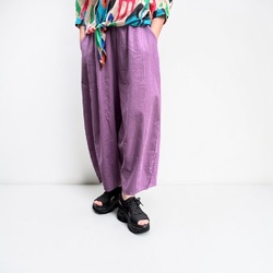 麻混 リネン ストレッチ カーブ バレル パンツ