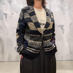 France 異素材 ニット コンビ テーラード ジャケット