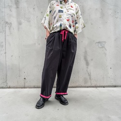 配色 ターンバック ヘム カラー インベルト テーパード パンツ