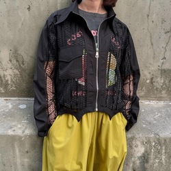 異素材 メッシュ コンビ スイングトップ ブルゾン ジャケット