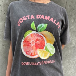 Italy  ソフト カットソー 半袖 Tシャツ グレープフルーツ