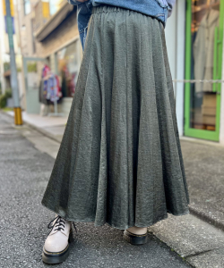 メタル 光沢 すっきり サーキュラー ロング スカート