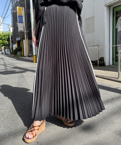 ライン プリーツ マキシ ロング スカート