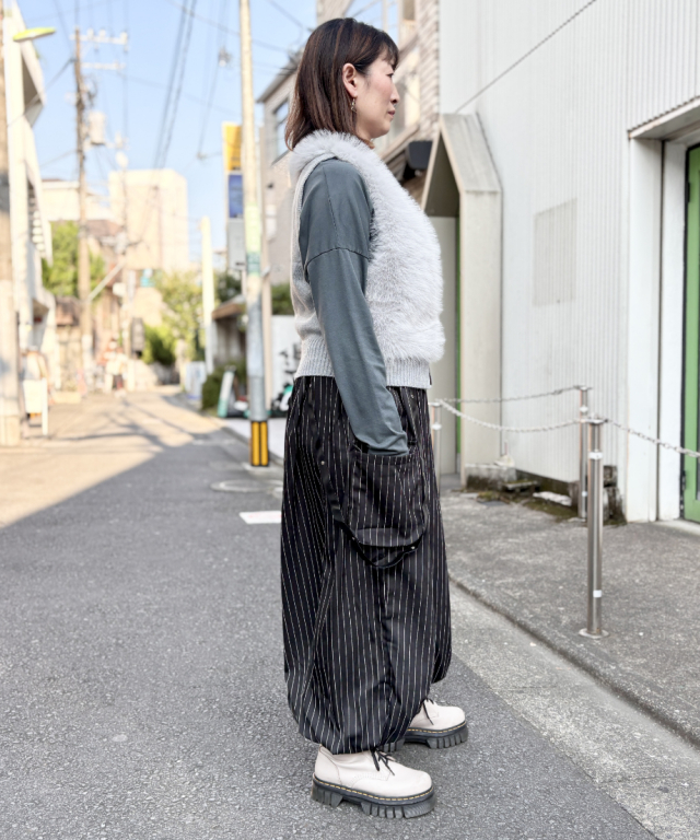 ニットドッキング フェイクファー ジレ ベスト