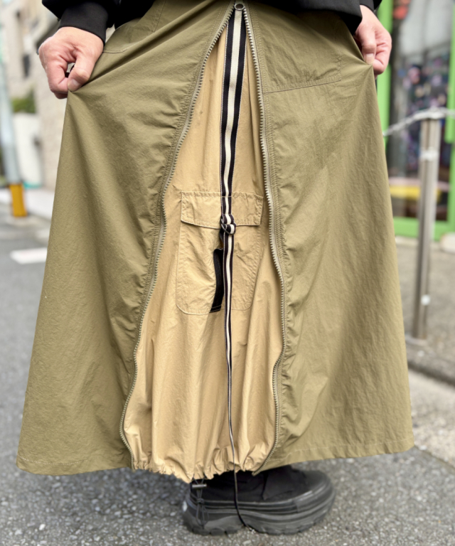 ストライプ リボンベルト サイドZIP コンバーティブル シャカシャカ