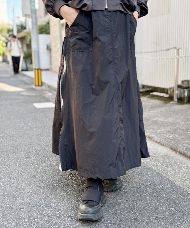 ストライプ リボンベルト サイドZIP コンバーティブル シャカシャカ